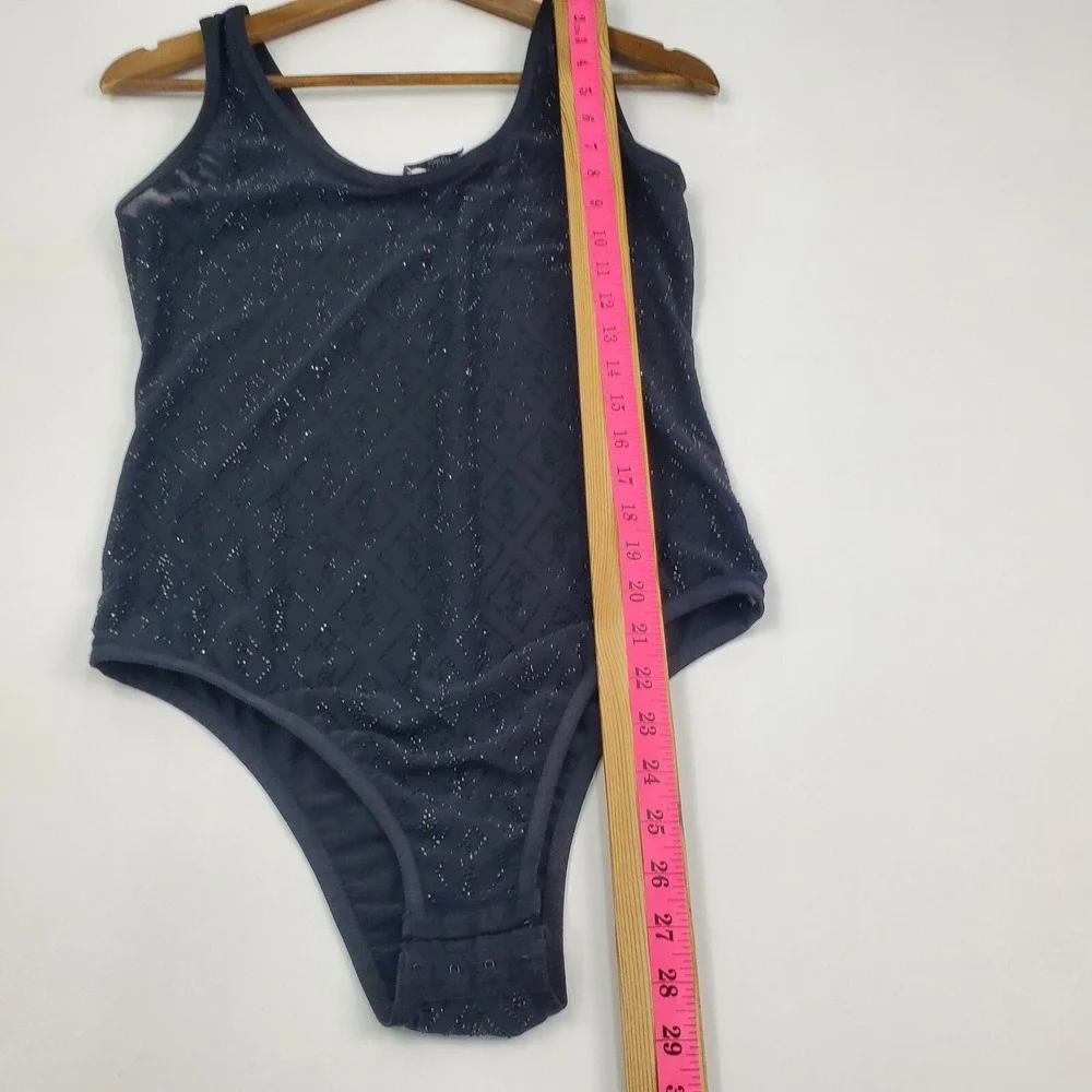 Saint Laurent Paris Womens L Black‎ Beaded Mesh Bodysuit Made in Italy NWOT